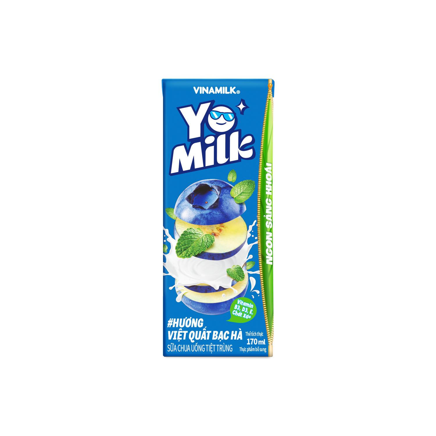 Sữa chua uống tiệt trùng Yomilk Hương Việt Quất Bạc hà